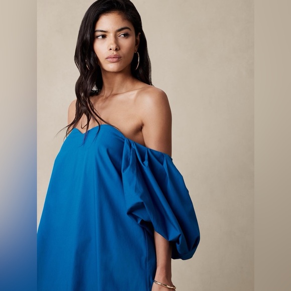 NWT! Banana Republic Paris Blues Puff Sleeve Maxi Dress - Multiple Sizes 💛 - Picture 2 of 3